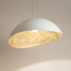 Lampa wisząca z żywicy biało-złota Sigma Lighting Solaris M 40615
